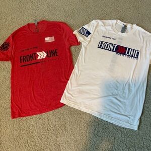 TWO Next Level T-Shirts Red and White Size S